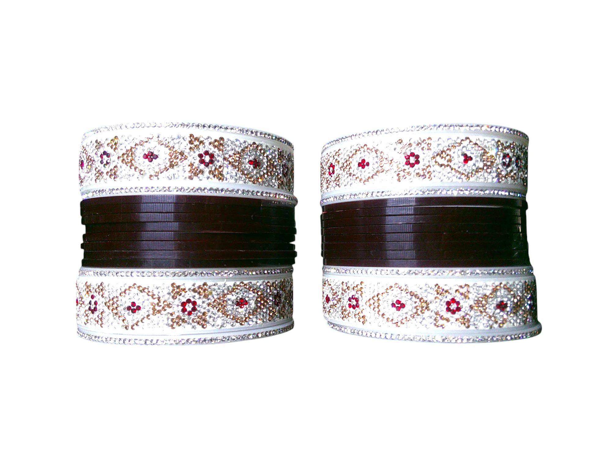 Nari Nakhre Luxurious 28-Piece Bridal Chuda Set – Brass Base with Red Velvet Finish, Artificial Stones, and Pearl Embellishments