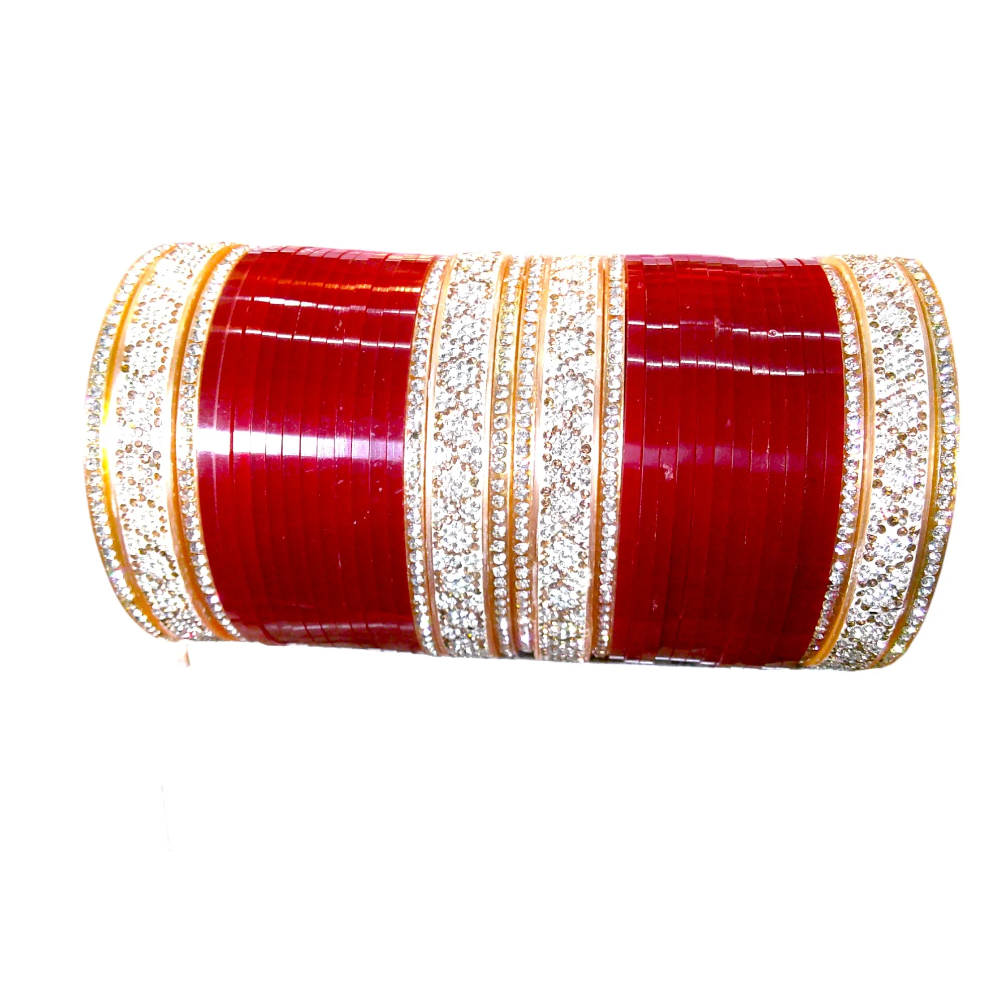 Nari Nakhre Royal Emerald Green Silk Thread Bangle Set with Gold-Toned Stone Studded Kadas (Pack of 16)