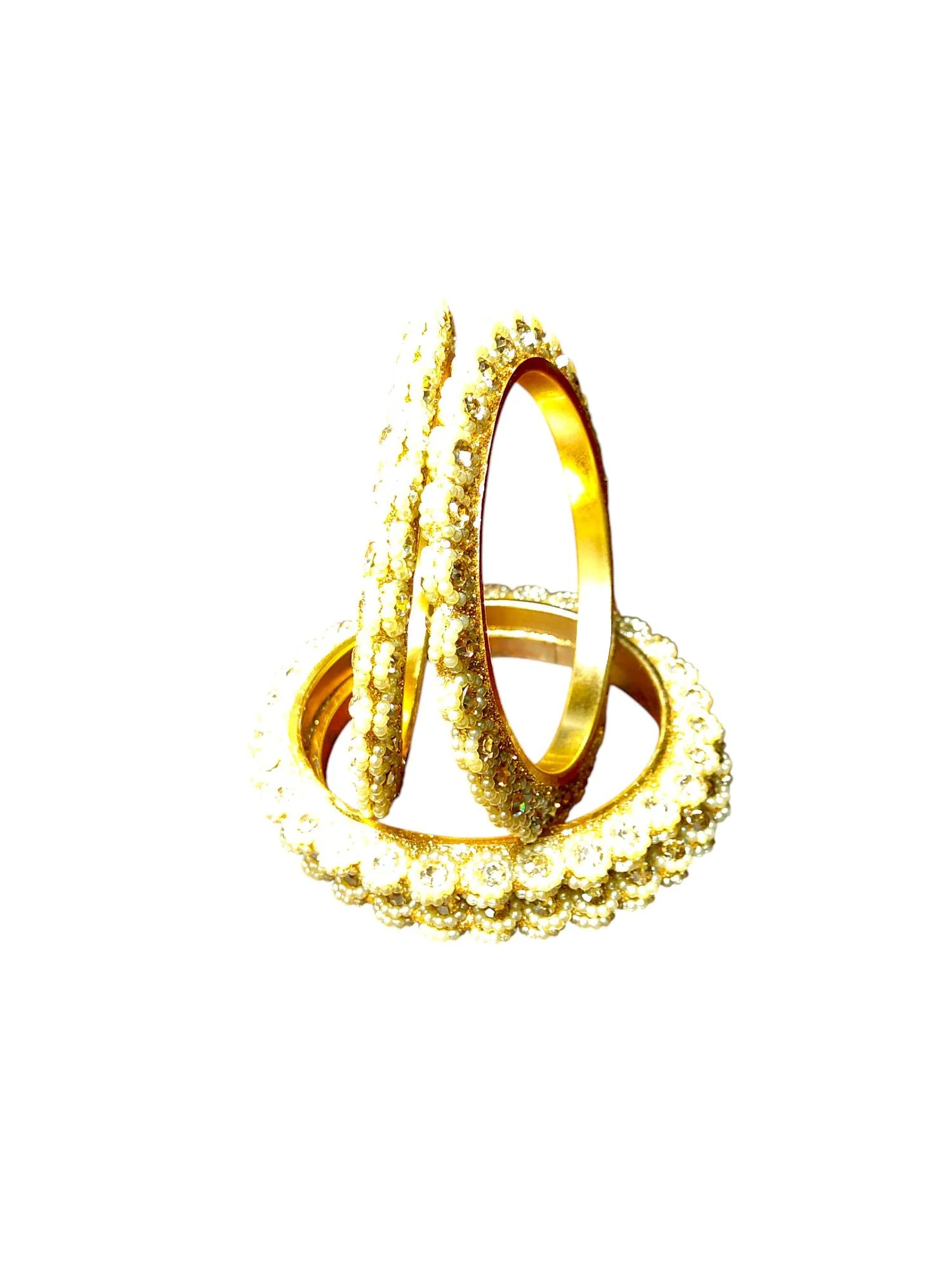 Nari Nakhre Maroon & Gold Jaipuri Brass Kada (Set of 4)