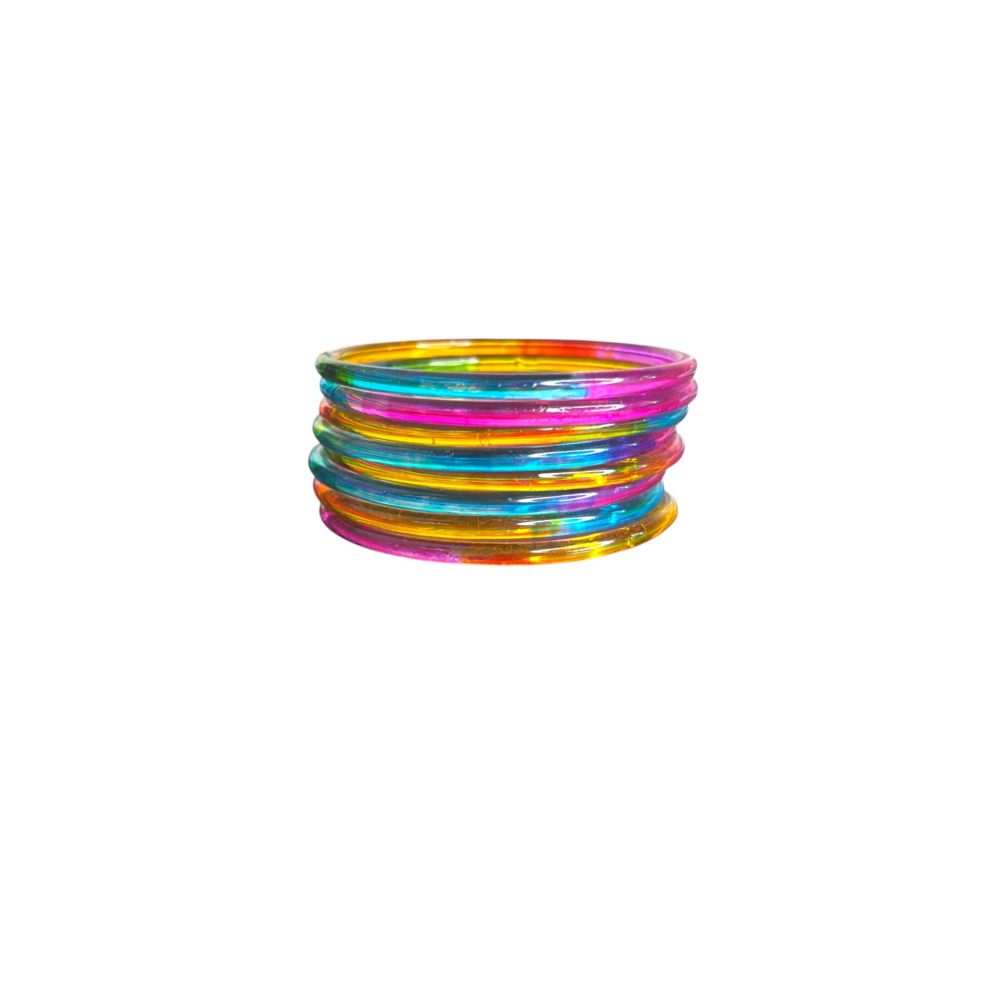 Nari Nakhre Multicolor Transparent Jelly Bangles Set for Women & Girls.