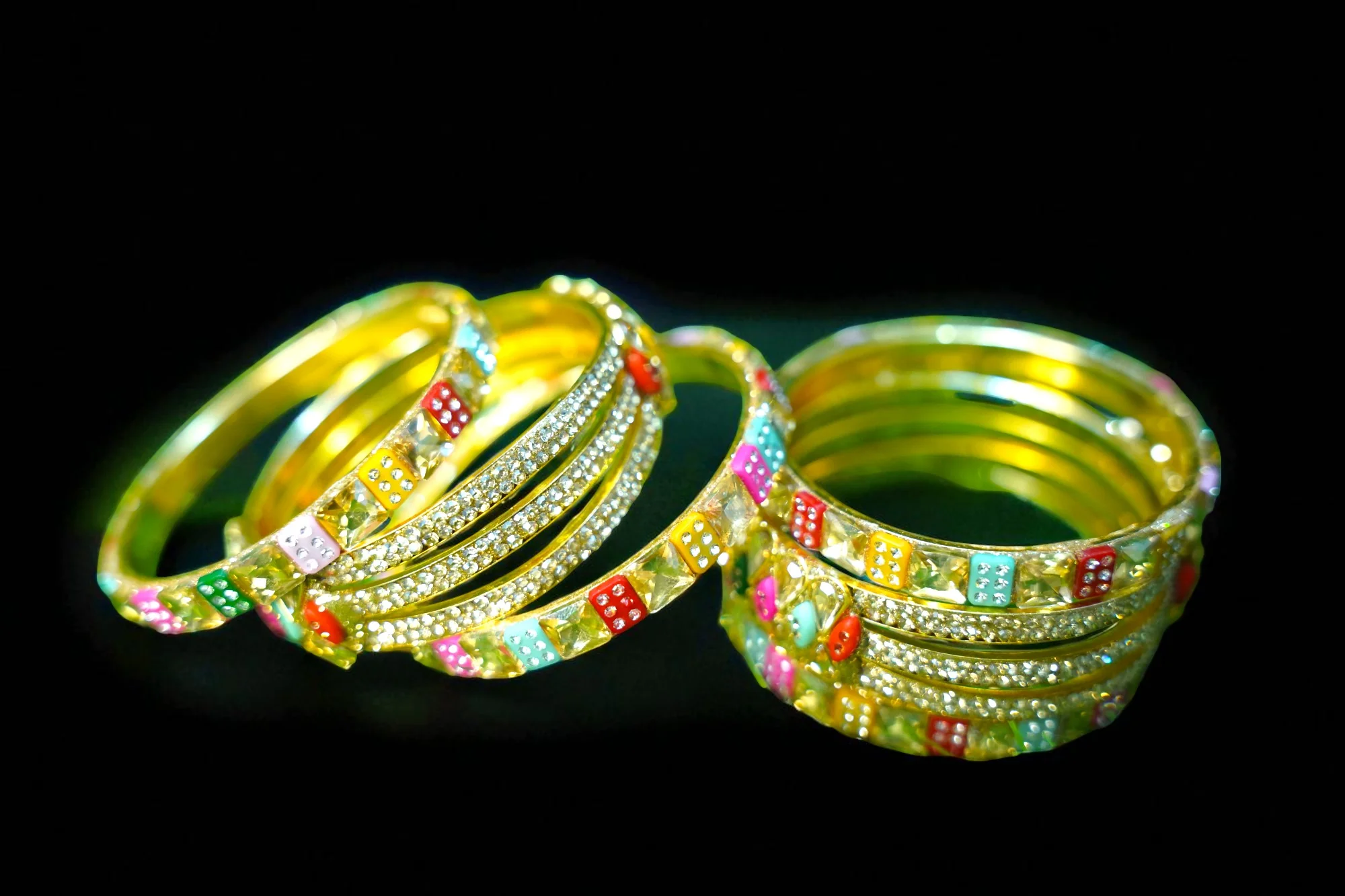 Nari Nakhre Royal Gold-Plated Navy Blue Kada (Set of 4)