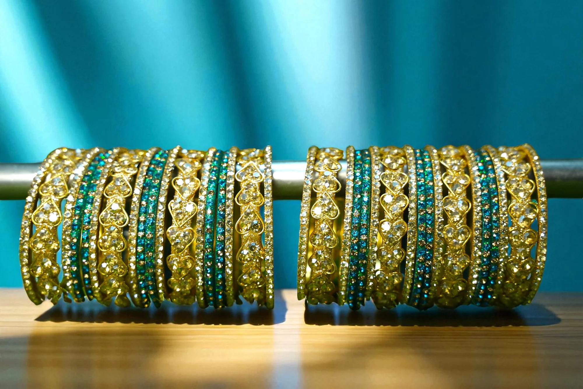 Nari Nakhre Royal Gold-Plated Jet Black Kada (Set of 4)
