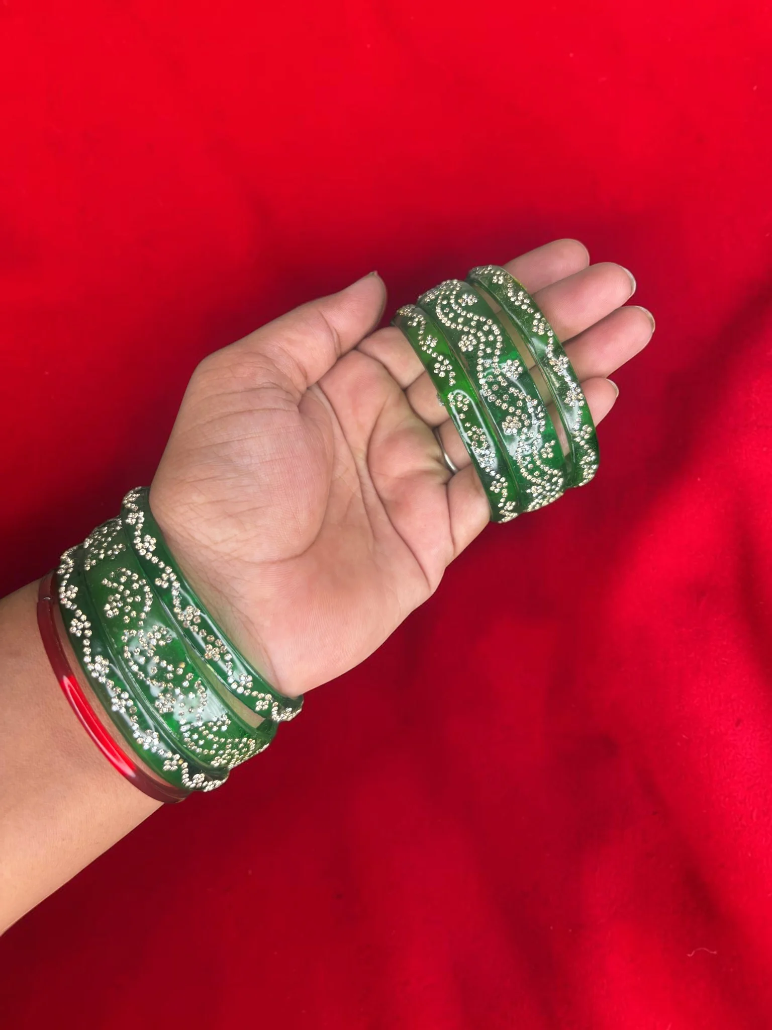 Nari Nakhre Green Glass Bangle Set for Women | Traditional & Elegant Bangles Set Of Six