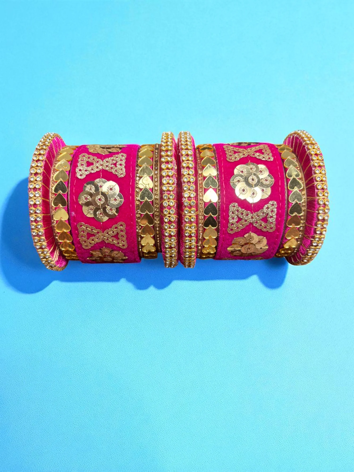 Nari Nakhre Pastel Pink Stone Bangle Set