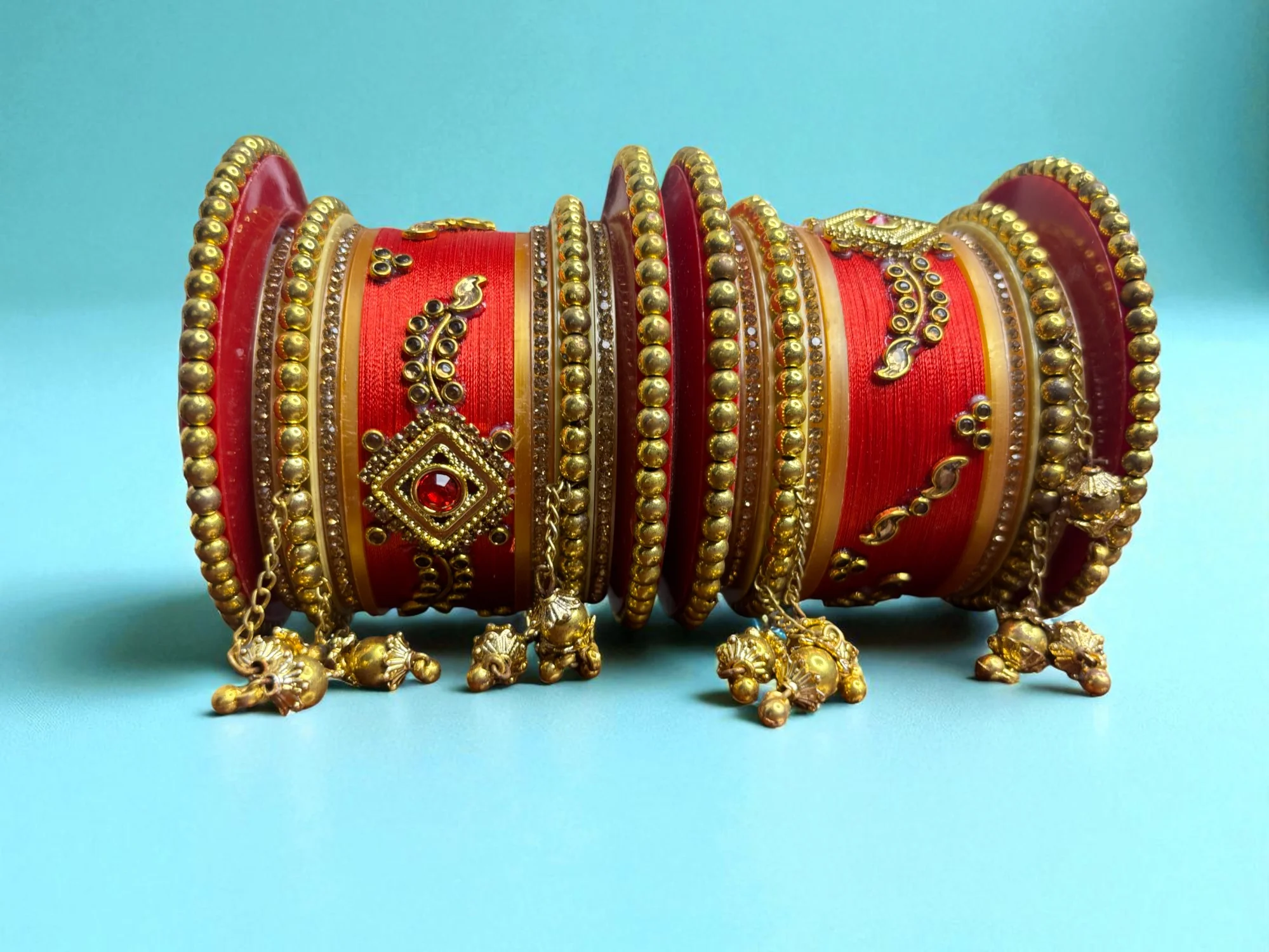 Nari Nakhre Traditional Green Meena Bangle Set