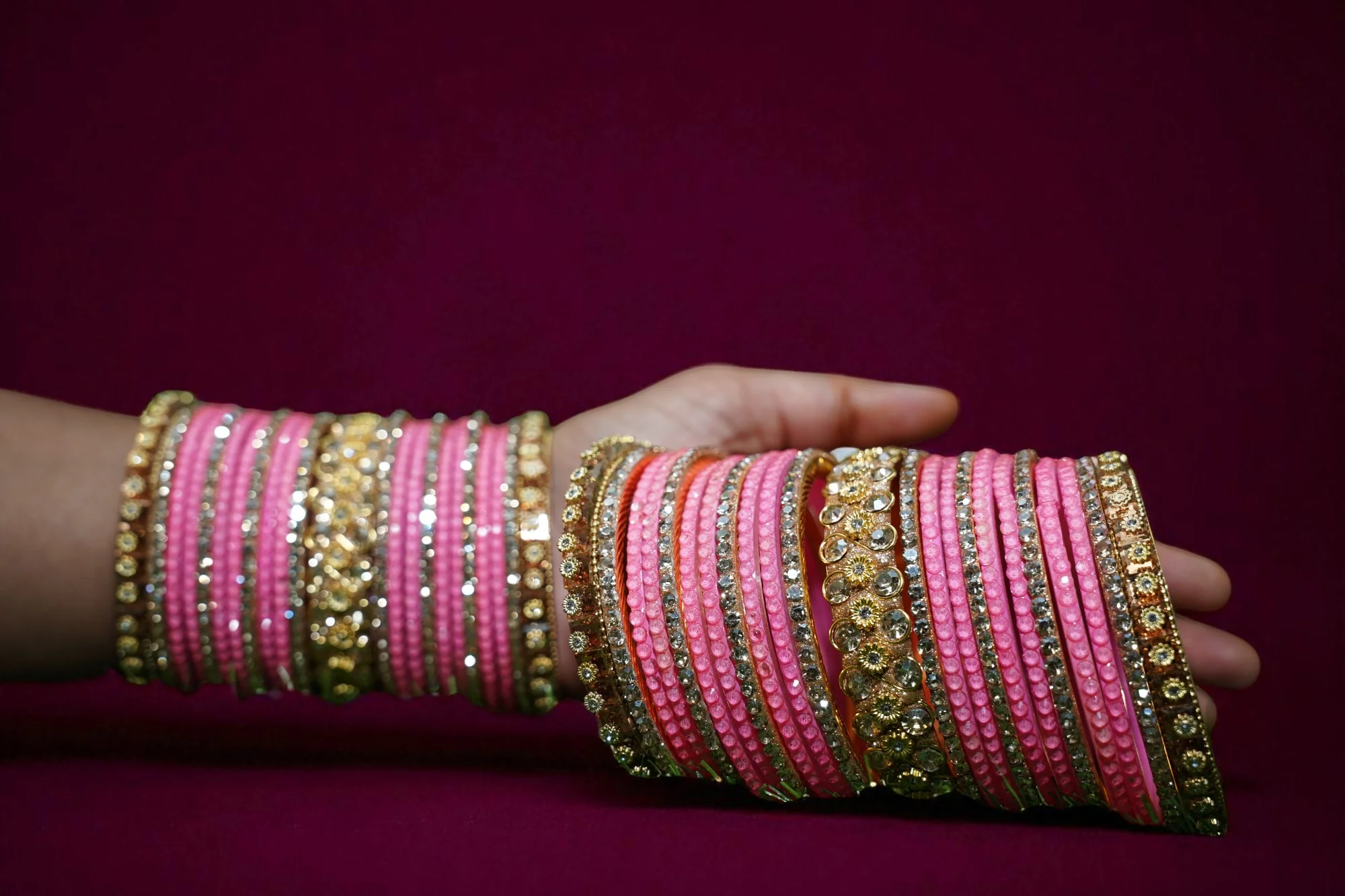 Nari Nakhre Emerald Green Velvet Bridal Bangle Set
