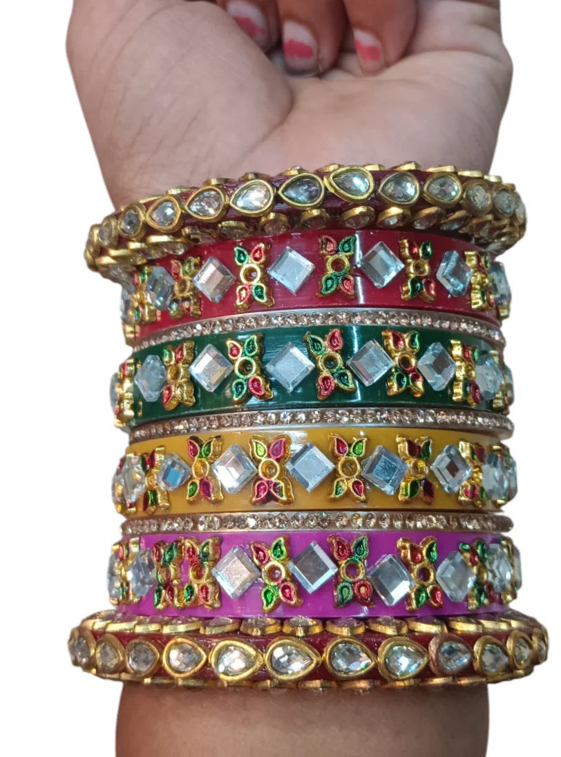 Nari Nakhre Festive Floral Kundan Bangle Set