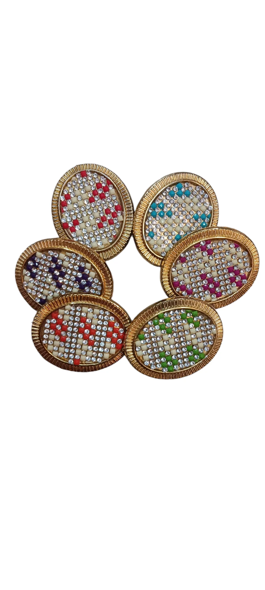 Nari Nakhre Stone Studded Oval Designer Saree Pin (Pack of 6)