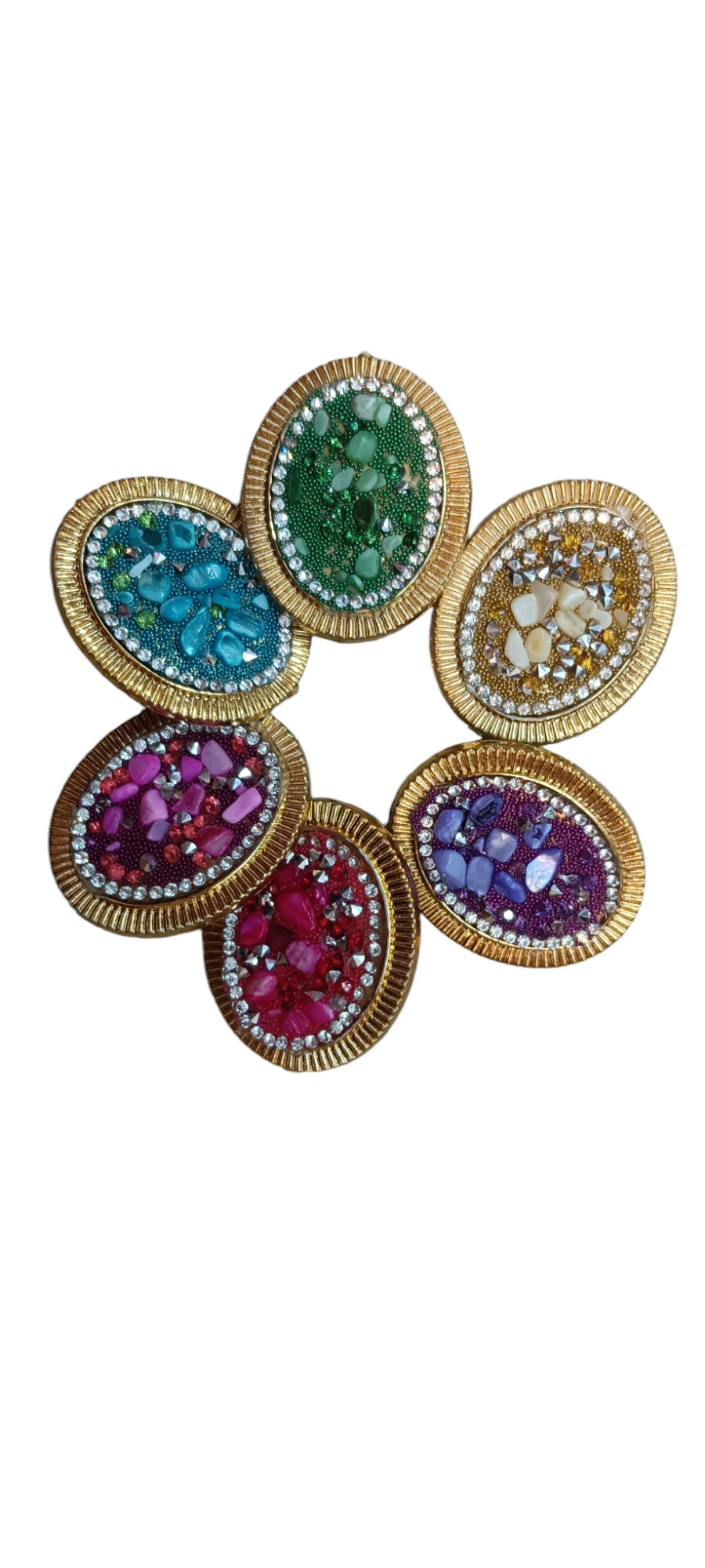 Nari Nakhre Multicolor Stone & Bead Saree Pin (Pack of 6)