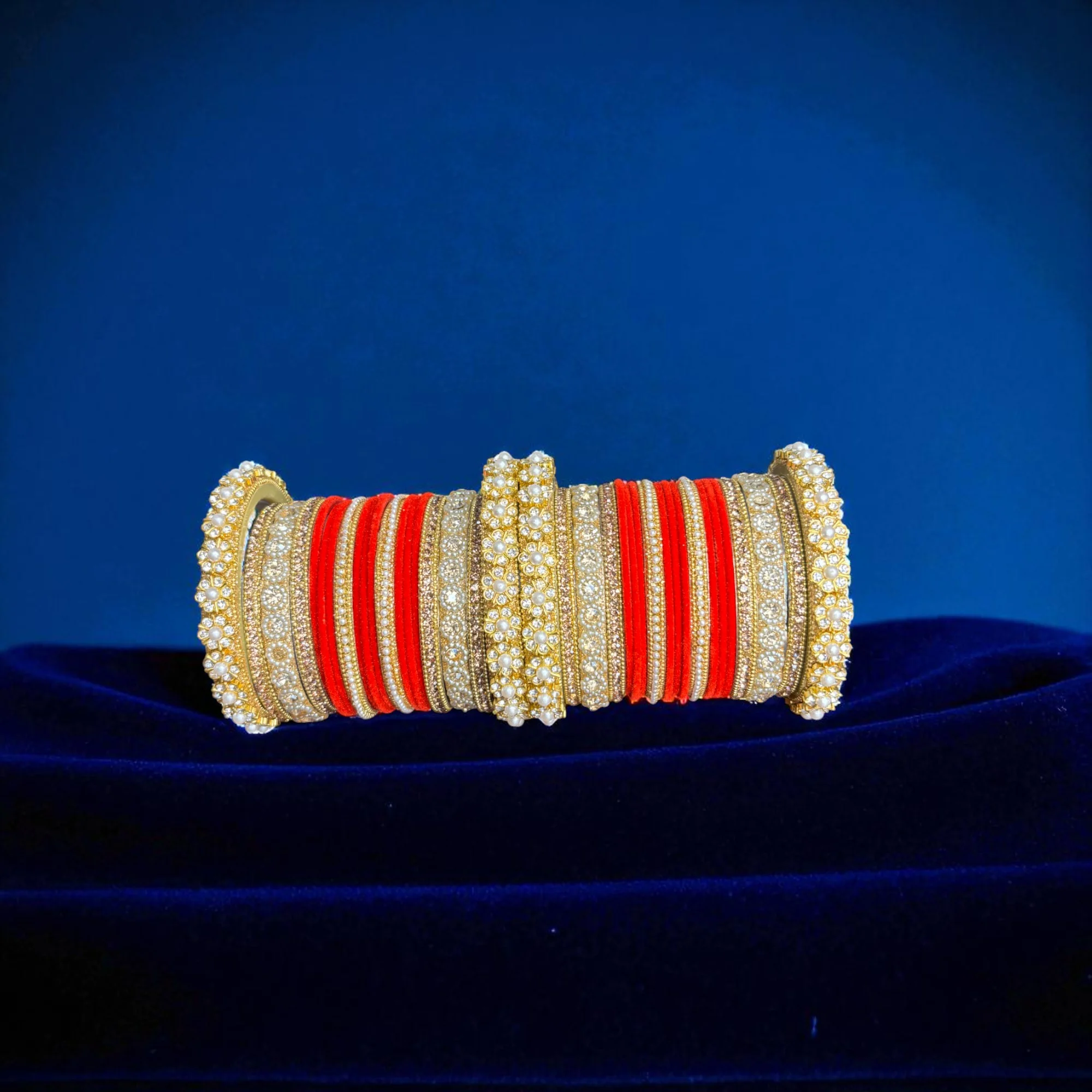 Nari Nakhre Radiant Rose Gold Stone Bangle Set